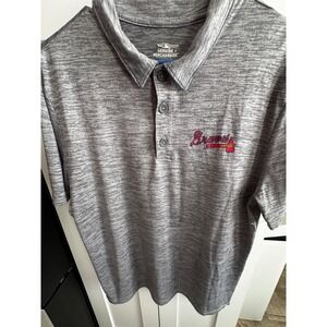Atlanta Braves MLB Genuine Merchandise Gray Heathered Polo Shirt Mens‎ Large L